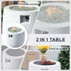 Direct Wicker 31" Outdoor Round Magnesium Oxide Gas Fire Pit Table with Lid & Rain Cover,White