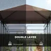 Dog Kennel Outdoor with Waterproof Canopy, Dog Run with Galvanized Chain Link for Large and Medium Dogs, Black