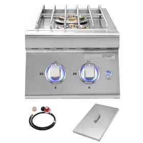 Double Grilling Side Burners for Outdoor Kitchen, Convertible to Natural Gas