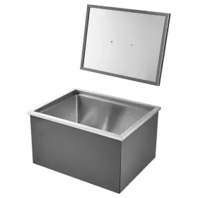 Stainless Steel Drop in Cooler, 45.3 Quart Commercial Ice Bin with Pot Lid for Outdoor Kitchen Patio Bar, Drain-pipe Set Included, for Cold Wine Beer