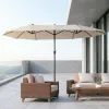 Extra Large 15ft Double-Sided Patio Umbrella with Crank Handle Cream White for Deck Lawn Backyard Pool Outdoor Market
