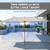 Extra Large 15ft Double-Sided Patio Umbrella with Crank Handle Cream White for Deck Lawn Backyard Pool Outdoor Market