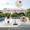 Extra Large 15ft Double-Sided Patio Umbrella with Crank Handle Cream White for Deck Lawn Backyard Pool Outdoor Market