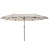 Extra Large 15ft Double-Sided Patio Umbrella with Crank Handle Cream White for Deck Lawn Backyard Pool Outdoor Market