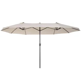 Extra Large 15ft Double-Sided Patio Umbrella with Crank Handle Cream White for Deck Lawn Backyard Pool Outdoor Market