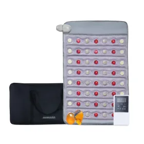 Far Infrared Heating Pad, Amethyst Heating Pad with Jade & Tourmaline Stones, 660nm Photon Light & Negative Ions, 103-159 F Hot Gemstones Mat