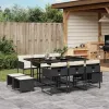 Garden Dining Set Black, Cream white