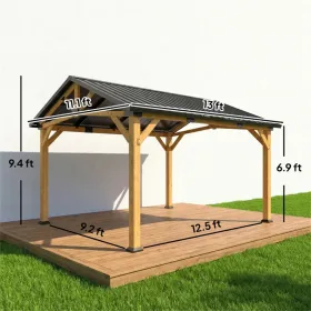 Hard top pavilion canopy, terrace pavilion, black gray