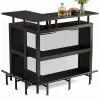 L-Shaped Home Bar Unit Liquor Bar Table with Glasses Holders And Shelves for Kitchen Dining Room Bar Counter Storage