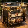 L-Shaped Home Bar Unit Liquor Bar Table with Glasses Holders And Shelves for Kitchen Dining Room Bar Counter Storage