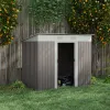 Metal Garden Shed 7x4 ft Light Gray Outdoor Tool Storage with Secure Locking Doors & Ventilation Steel Frame