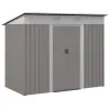 Metal Garden Shed 7x4 ft Light Gray Outdoor Tool Storage with Secure Locking Doors & Ventilation Steel Frame