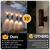 Modern Outdoor Porch Light Patio Light in 2 Lights with Aluminum Cylinder and Tempered Glass Cover Waterproof Wall Sconce 4 Pack (Matte Black)