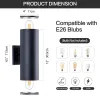 Modern Outdoor Porch Light Patio Light in 2 Lights with Aluminum Cylinder and Tempered Glass Cover Waterproof Wall Sconce 4 Pack (Matte Black)