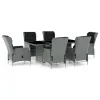Outdoor Dining Set Light Grey, Black