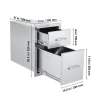 Flush Mount Double BBQ Access Drawers with Stainless Steel Handle, BBQ Island Drawers for Outdoor Kitchens or Patio Grill Station