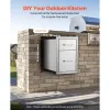 Flush Mount Double BBQ Access Drawers with Stainless Steel Handle, BBQ Island Drawers for Outdoor Kitchens or Patio Grill Station