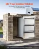 Box Frame Style Flush Mount BBQ Drawers with Stainless Steel Handle, BBQ Island Drawers for Outdoor Kitchens or Patio Grill Station