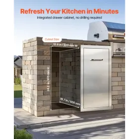 Multi-Purpose Outdoor Kitchen Trash Drawers Stainless Steel, 55 lbs Max Capacity per Tier, for Outdoors BBQ Island Kitchens