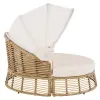 Outdoor Patio Rattan Round Daybed with Retractable Canopy, with Removable Cushions