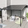 Outdoor Pergola, 10' x 10' Outdoor Hardtop Gazebo Pergola for Yard, Large 10x10 Galvanized Steel Lean to Wall-Mounted carport
