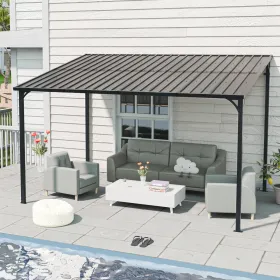 8x12 Galvanized Steel Lean to Wall-Mounted Pergola