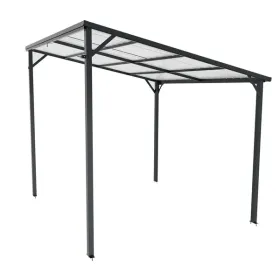 Outdoor Pergola 8' x 10' Metal Inclined Roof Pergolas Waterproof Wall-mounted iron sheet shed Gazebo for Patio,Garden,Yard