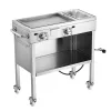 Outdoor Propane Griddle, 2 Burners (11,600 BTU Each), Commercial Stainless Steel Gas Griddle Cart with 4 Lockable Wheels, 1/3 Food Pan