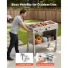 Outdoor Propane Griddle, 2 Burners (11,600 BTU Each), Commercial Stainless Steel Gas Griddle Cart with 4 Lockable Wheels, 1/3 Food Pan