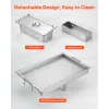 Outdoor Propane Griddle, 2 Burners (11,600 BTU Each), Commercial Stainless Steel Gas Griddle Cart with 4 Lockable Wheels, 1/3 Food Pan