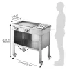 Outdoor Propane Griddle, 2 Burners (11,600 BTU Each), Commercial Stainless Steel Gas Griddle Cart with 4 Lockable Wheels, 1/3 Food Pan