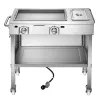 Outdoor Propane Griddle, 2 Burners (11,600 BTU Each), Commercial Stainless Steel Gas Griddle Cart with 4 Lockable Wheels, 1/3 Food Pan
