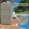 Outdoor Towel Rack for Pool w/ Drawer & Cabinet, Gray