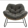 Oversized Outdoor Indoor Papasan Rocking Chair Dark Gray Egg Chair with Cushion for Garden Patio