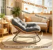 Oversized Outdoor Indoor Papasan Rocking Chair Dark Gray Egg Chair with Cushion for Garden Patio