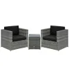 Patio Bistro Set Outdoor PE Rattan Wicker Furniture with Washable Cushion Coffee Table Conversation Sofa Set Black Black