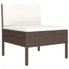 Garden Chair Set of 3 Brown with cream white cushions