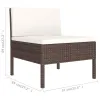 Garden Chair Set of 3 Brown with cream white cushions