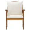 Garden Chair Set of 2 Cream White (Cushions) Solid Acacia wood