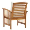 Garden Chair Set of 2 Cream White (Cushions) Solid Acacia wood