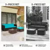 Patio Furniture w/ Soft Cushions, Corner Sofa Sets, Turquoise