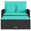 2-Seater Black Poly Rattan Patio Sofa with Cushions