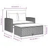 2-Seater Black Poly Rattan Patio Sofa with Cushions