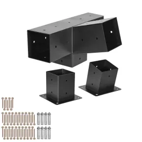 Pergola Kit, 4x4 Inch 4-Way Slanted Bracket for 3.5x3.5 Inch Wood Beams in Actual Size