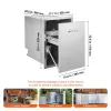Pull Out Trash Drawer 17.7x22.8 Inch Raised Style Trash Bin with Pull-Out Tray Stainless Steel Trash Drawer with Handle for Outdoor Kitchen BBQ Island
