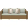 Rattan Wicker 3 Seater Patio Couch with Cushions, 2 Throw Pillows, Outdoor Furniture Rattan Sofa, Light Gray