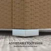 Rattan Wicker 3 Seater Patio Couch with Cushions, 2 Throw Pillows, Outdoor Furniture Rattan Sofa, Light Gray