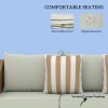 Rattan Wicker 3 Seater Patio Couch with Cushions, 2 Throw Pillows, Outdoor Furniture Rattan Sofa, Light Gray