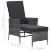 Armchair Grey PE rattan Medium Adjustable Armrests Armchair