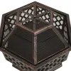 Rustic Fire Pit with Poker 24.4"x21.3"x22" XXL Steel